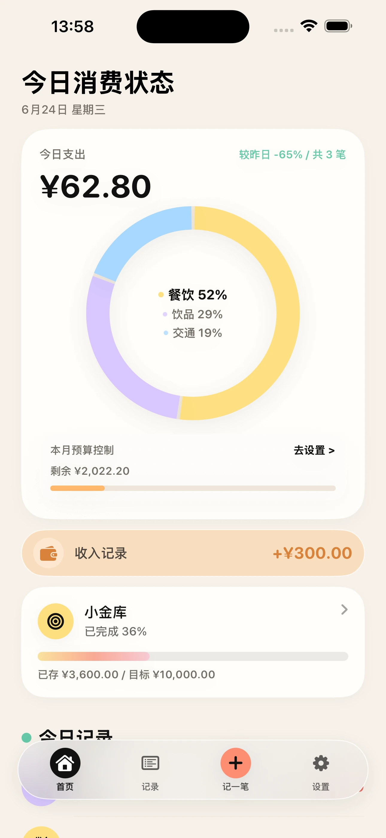每日消费概览
